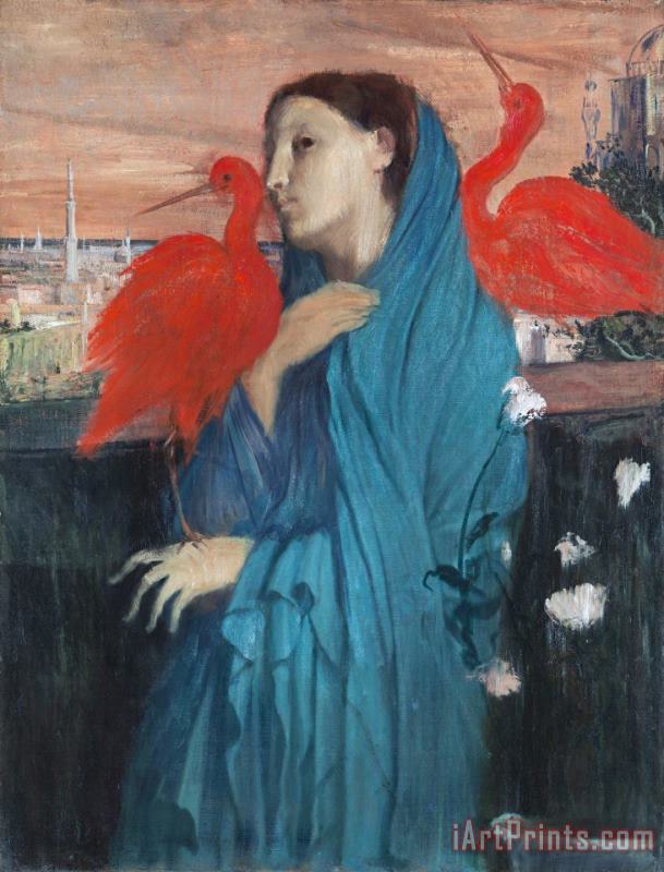 Young Woman with Ibis painting - Edgar Degas Young Woman with Ibis Art Print