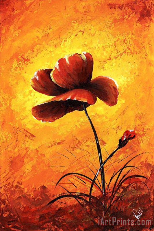 My flowers - Red poppy painting - Edit Voros My flowers - Red poppy Art Print