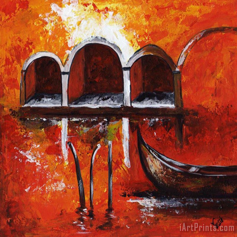 Edit Voros Red Venice Art Painting