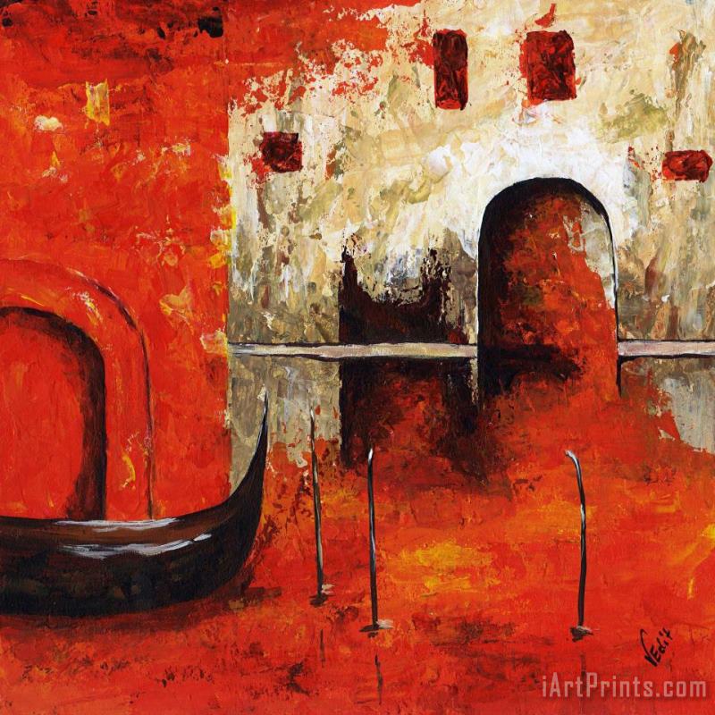 Red Venice painting - Edit Voros Red Venice Art Print