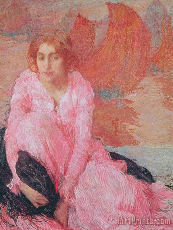 Edmond-Francois Aman-Jean Dame en Rose Art Print