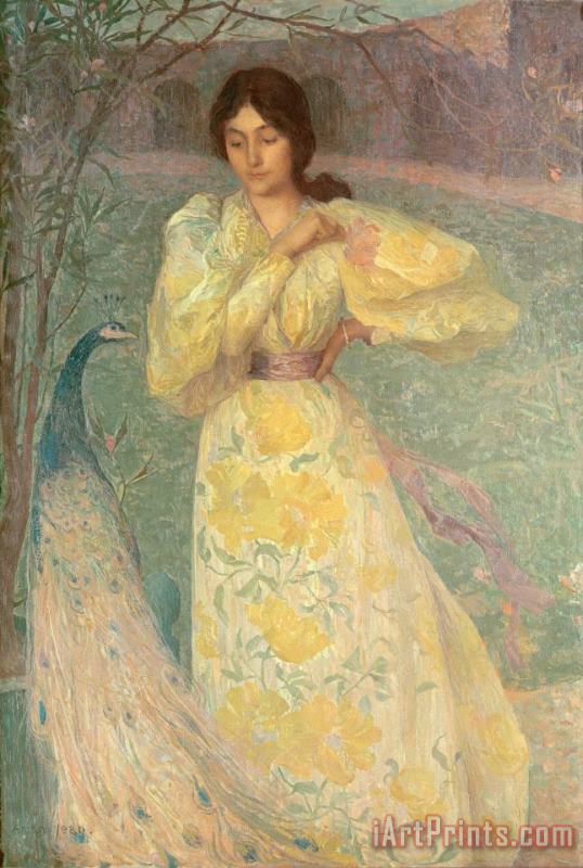 Young Girl with a Peacock painting - Edmond Francois Aman Jean Young Girl with a Peacock Art Print