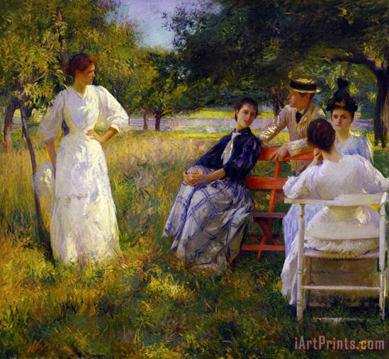 Edmund Charles Tarbell In The Orchard Art Painting