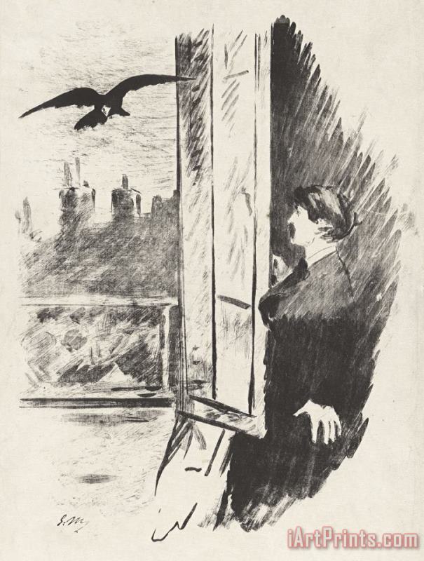 Edouard Manet At The Window, From Stephane Mallarme's Translation of Edgar Allan Poe's The Raven Art Painting
