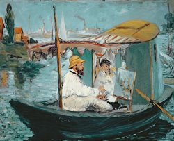 Edouard Manet Monet in his Floating Studio painting