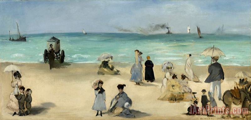 Edouard Manet On The Beach, Boulogne Sur Mer Art Print