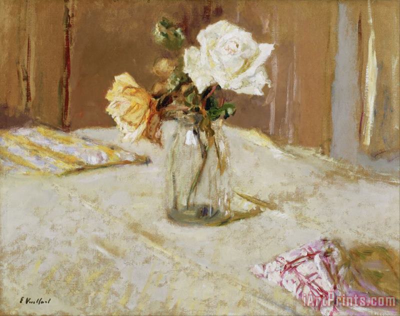 Roses in a Glass Vase painting - Edouard Vuillard Roses in a Glass Vase Art Print