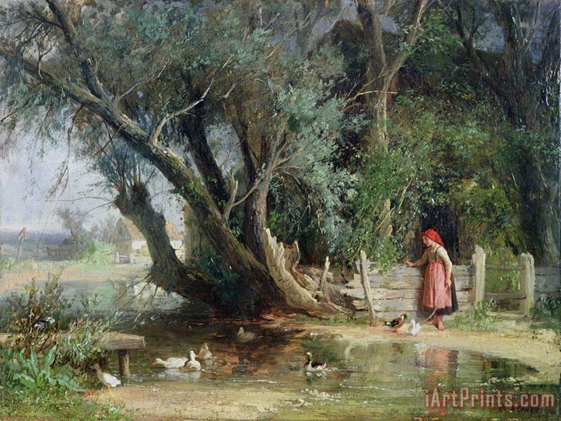 The Duck Pond painting - Eduard Heinel The Duck Pond Art Print