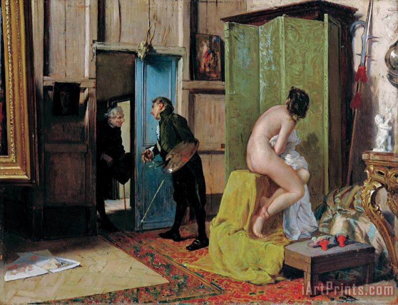 Eduardo Zamacois La Visita Inoportuna (museo De Bellas Artes De Bilbao, C. 1868. Oleo Sobre Tabla, 23 X 29.5 Cm).jpg Art Print