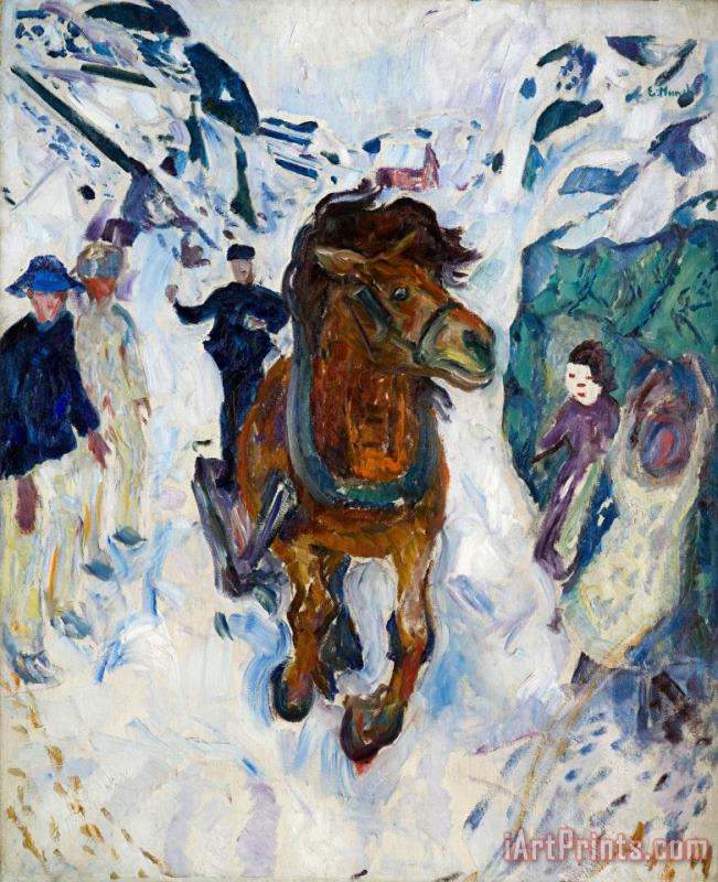 Galloping Horse painting - Edvard Munch Galloping Horse Art Print