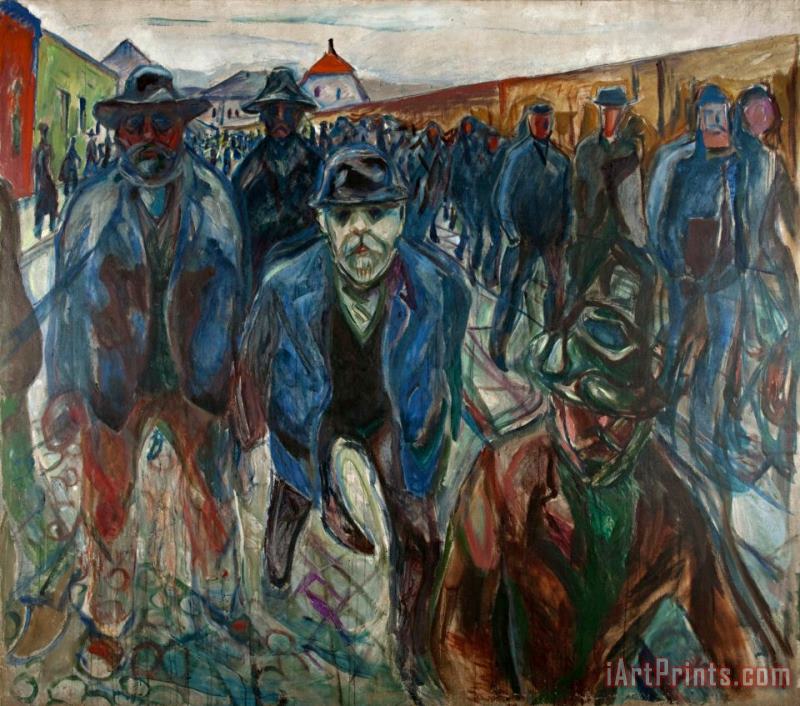 Edvard Munch Workers on Their Way Home Art Painting