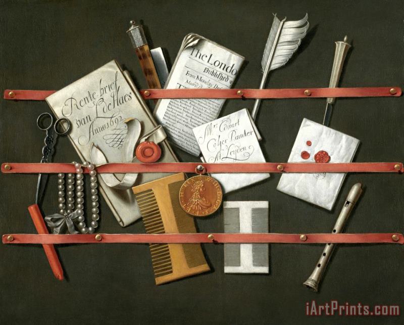 Edwaert Collier Still Life: a Letter Rack Art Print
