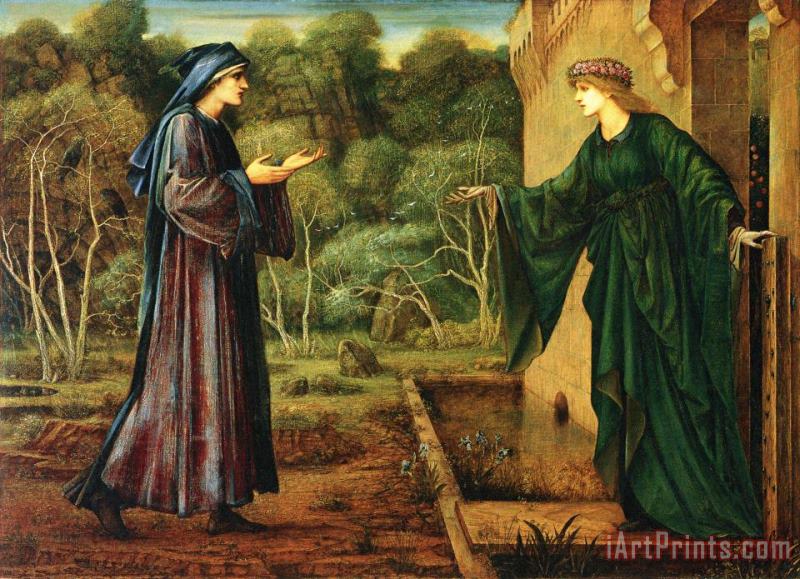 Romaunt of The Rose The Pilgrim at The Gate of Idleness painting - Edward Burne Jones Romaunt of The Rose The Pilgrim at The Gate of Idleness Art Print