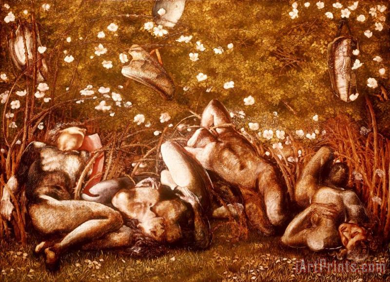 Edward Burne Jones Study for 'the Sleeping Knights' Art Painting