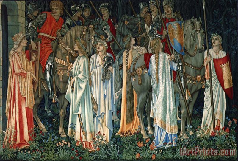 Edward Burne Jones The Arming And Departure of The Knights of The Round Table on The Quest of The Holy Grail Art Print