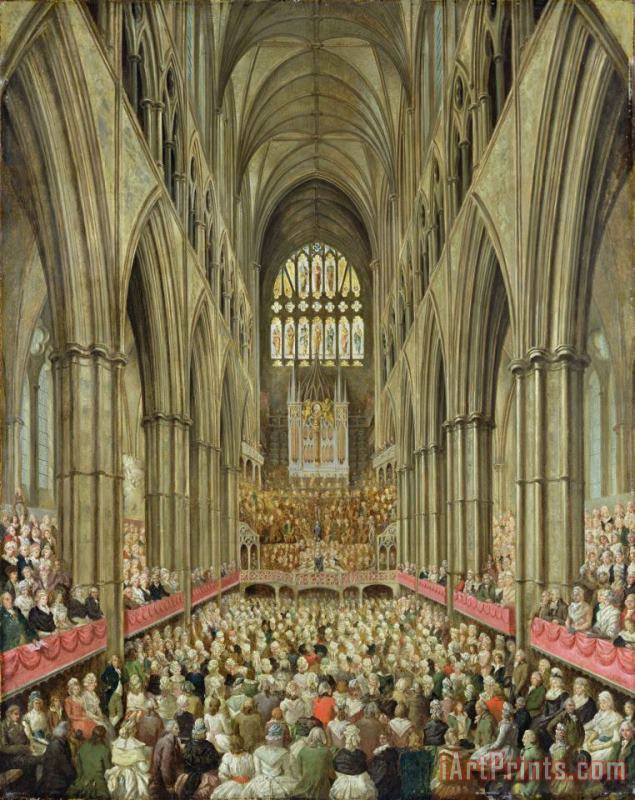 An Interior View of Westminster Abbey on the Commemoration of Handel's Centenary painting - Edward Edwards An Interior View of Westminster Abbey on the Commemoration of Handel's Centenary Art Print