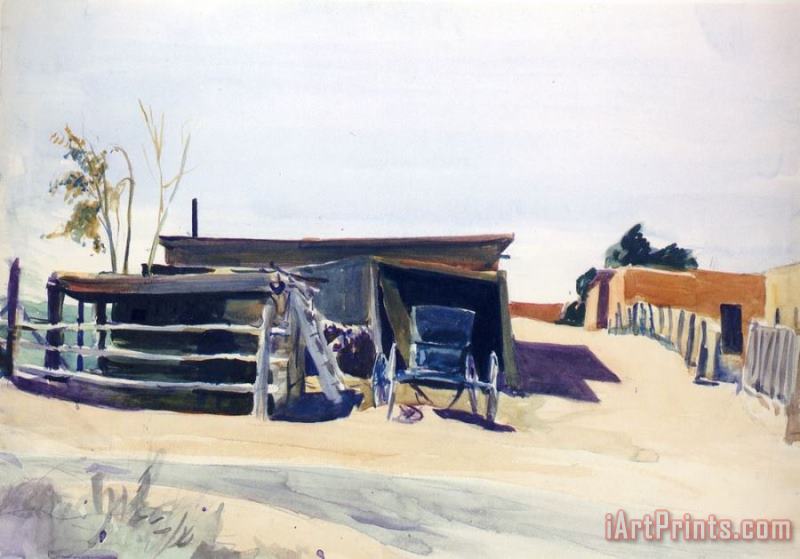 Adobes And Shed New Mexico painting - Edward Hopper Adobes And Shed New Mexico Art Print