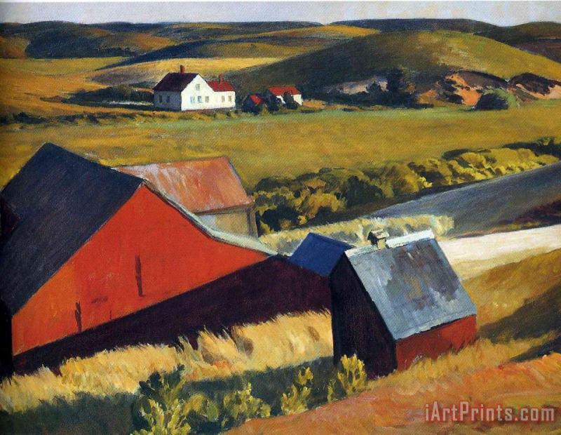 Edward Hopper Cobbs Barns And Distant Houses Art Painting