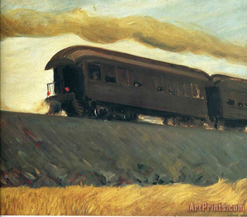Railroad Train painting - Edward Hopper Railroad Train Art Print