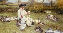 Edward Killingworth Johnson Feeding Ducks painting