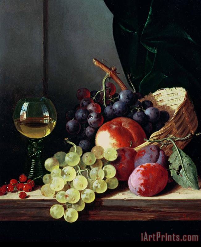 Grapes and plums painting - Edward Ladell Grapes and plums Art Print