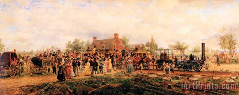 The First Railroad Train on The Mohawk And Hudson Road painting - Edward Lamson Henry The First Railroad Train on The Mohawk And Hudson Road Art Print