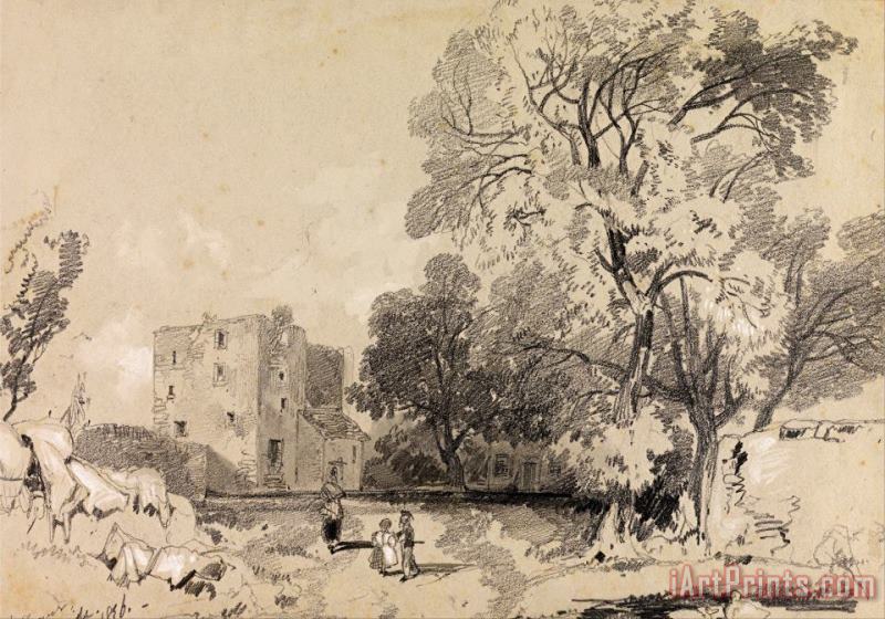Edward Lear A Ruined Tower House Art Painting