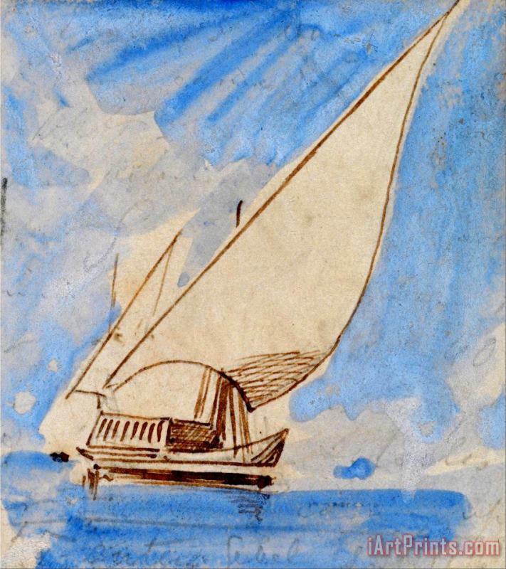 Boat on The Nile 2 painting - Edward Lear Boat on The Nile 2 Art Print