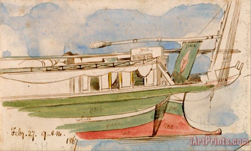 Boat on The Nile 5 painting - Edward Lear Boat on The Nile 5 Art Print