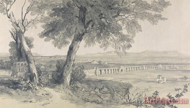 Campagna Of Rome From Villa Mattei painting - Edward Lear Campagna Of Rome From Villa Mattei Art Print
