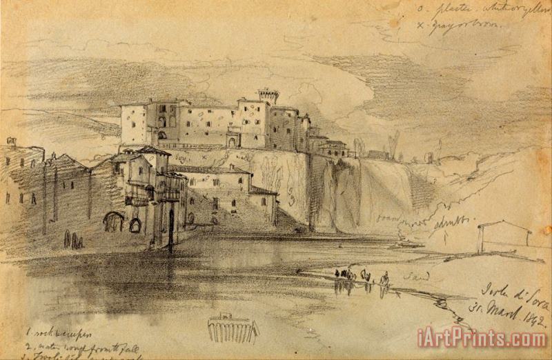 Isola Di Sora, 31 Mar. 1842 painting - Edward Lear Isola Di Sora, 31 Mar. 1842 Art Print
