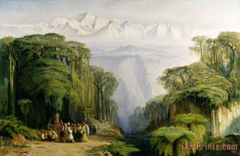 Kinchinjunga from Darjeeling painting - Edward Lear Kinchinjunga from Darjeeling Art Print