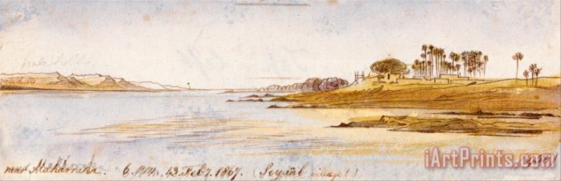 Near Maharraka, 6 00 P.m., February 13, 1867 (458) painting - Edward Lear Near Maharraka, 6 00 P.m., February 13, 1867 (458) Art Print