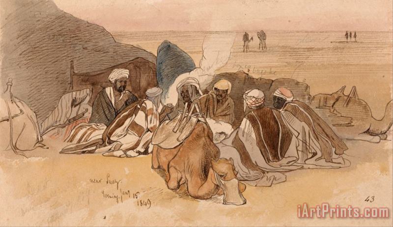 Near Suez, Evening, 15 January 1849 (43) painting - Edward Lear Near Suez, Evening, 15 January 1849 (43) Art Print