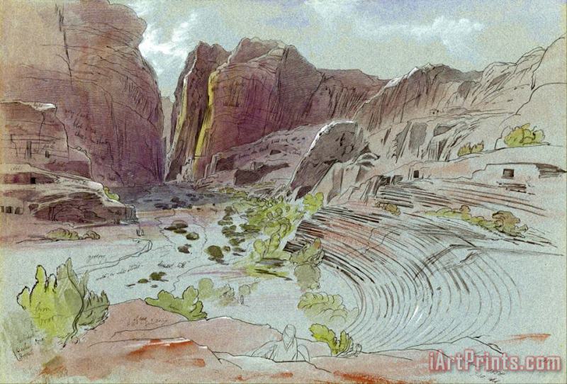 Petra, April 14, 1858 painting - Edward Lear Petra, April 14, 1858 Art Print