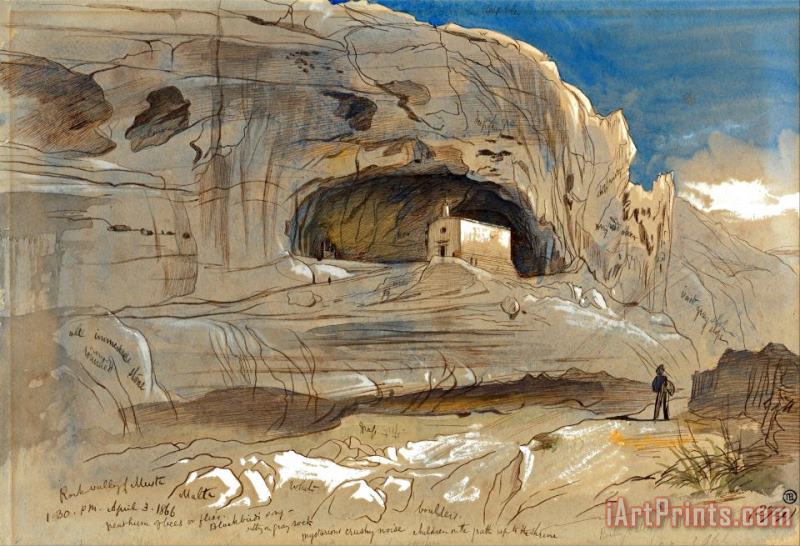 Edward Lear Rocky Valley of Mosta, Malta, 1 30 P.m. (april 3, 1866) Art Painting