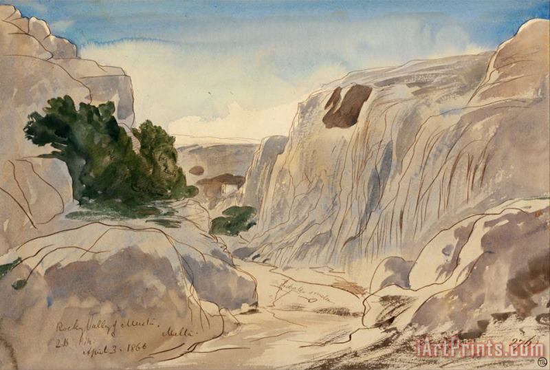 Edward Lear Rocky Valley of Mosta, Malta, 2 15 P.m. (april 3, 1866) Art Print