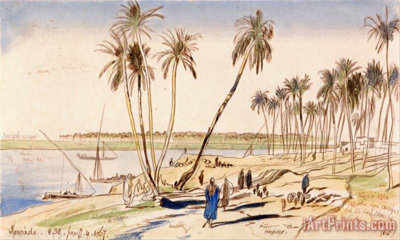 Sowadi, 8 30 Am, 4 January 1867 (65) painting - Edward Lear Sowadi, 8 30 Am, 4 January 1867 (65) Art Print