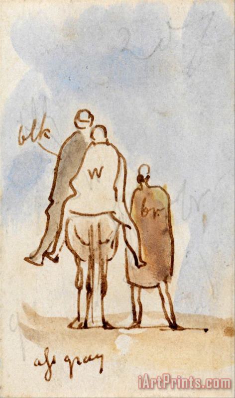 Edward Lear Study of Figures And a Camel Art Print