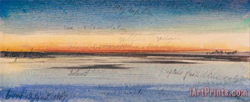 Sunset Along The Nile 2 painting - Edward Lear Sunset Along The Nile 2 Art Print