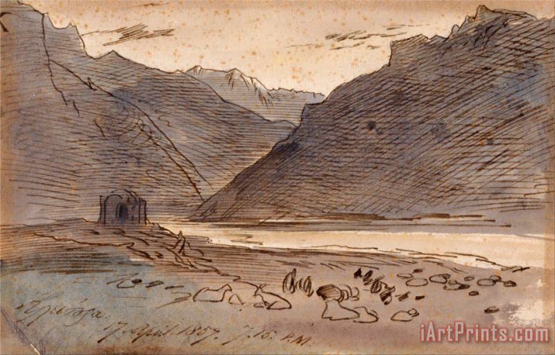 Edward Lear Vjose, 7 15 P.m. 17 April 1857 Art Painting