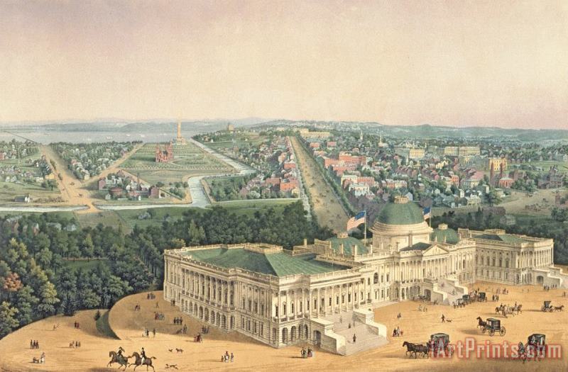 View of Washington DC painting - Edward Sachse View of Washington DC Art Print