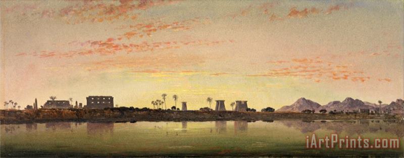 Pylons at Karnak, The Theban Mountains in The Distance painting - Edward William Cooke Pylons at Karnak, The Theban Mountains in The Distance Art Print