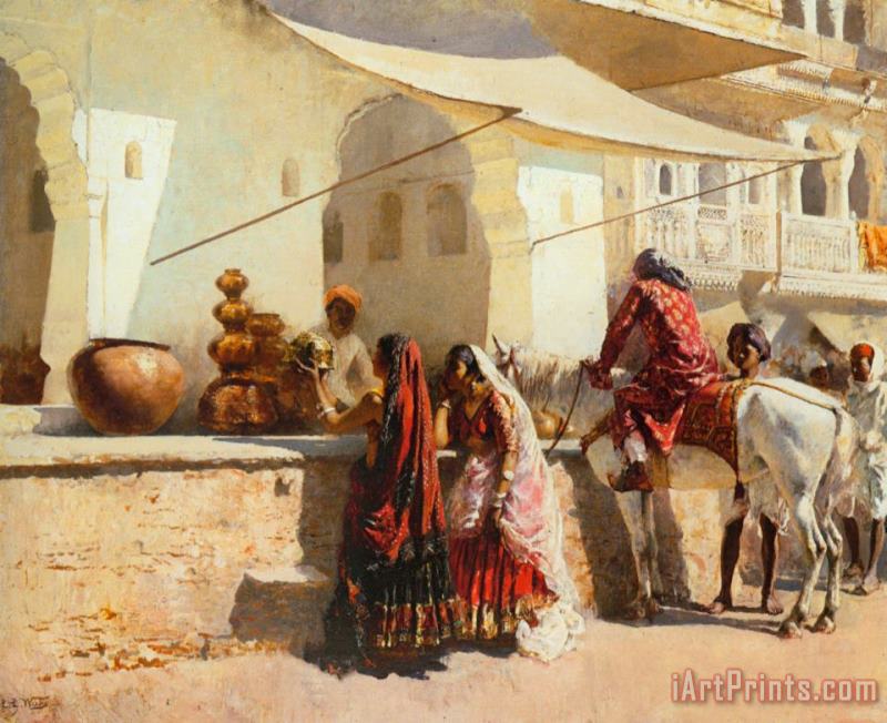 A Street Market Scene, India painting - Edwin Lord Weeks A Street Market Scene, India Art Print