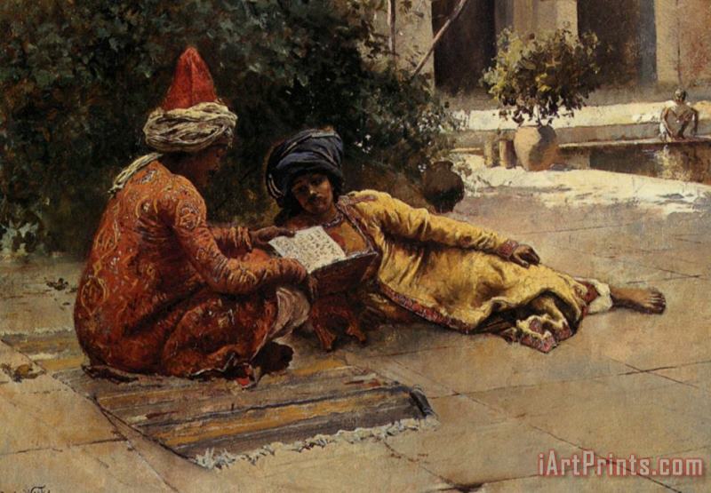 Edwin Lord Weeks Two Arabs Reading Art Painting