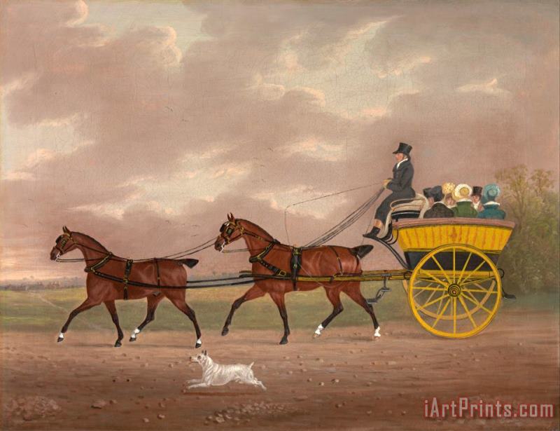Edwin W. Cooper of Beccles A Gentleman Driving Tandem to a Jaunting Car Art Painting