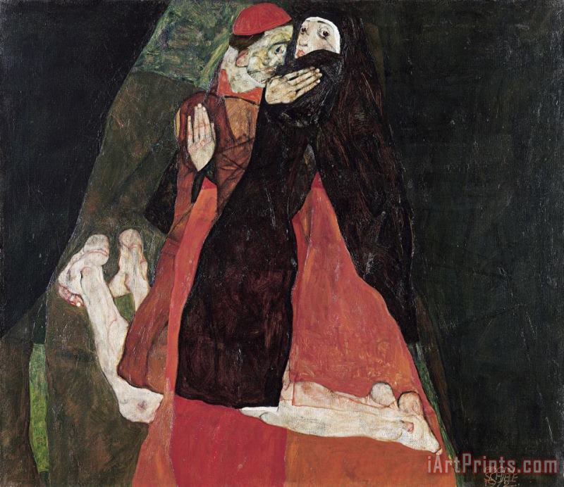 Egon Schiele Cardinal And Nun (tenderness) Art Print