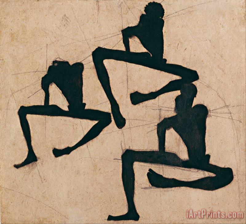 Composition with Three Male Nudes painting - Egon Schiele Composition with Three Male Nudes Art Print