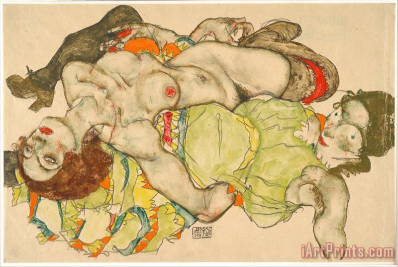 Egon Schiele Female Lovers, 1915 Art Painting