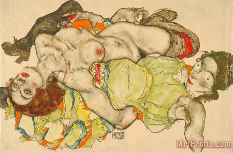 Female Lovers, 1915 painting - Egon Schiele Female Lovers, 1915 Art Print